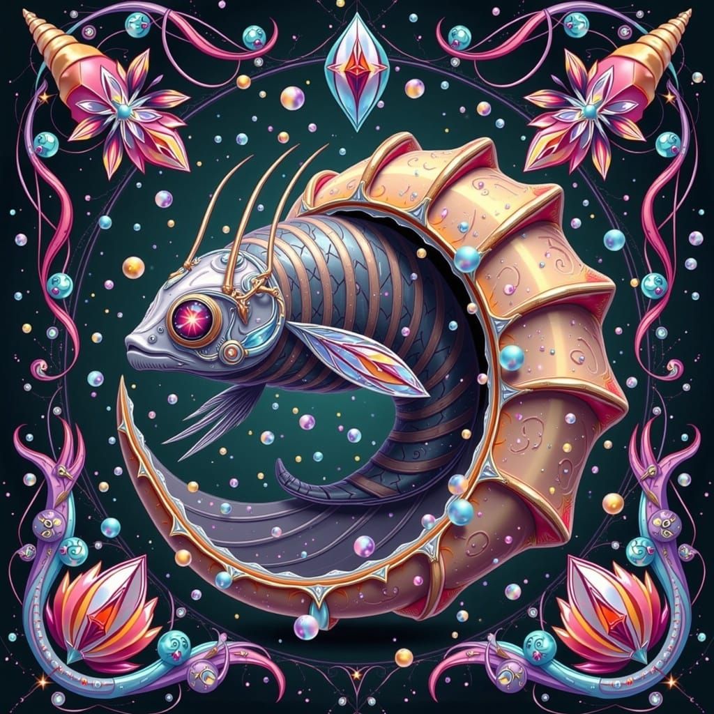 Steampunk Anglerfish Emerges from Conch Shell