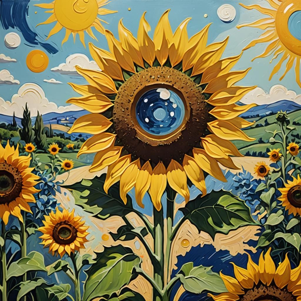 Sunflower Sun and Cheese Moon Optical Illusion