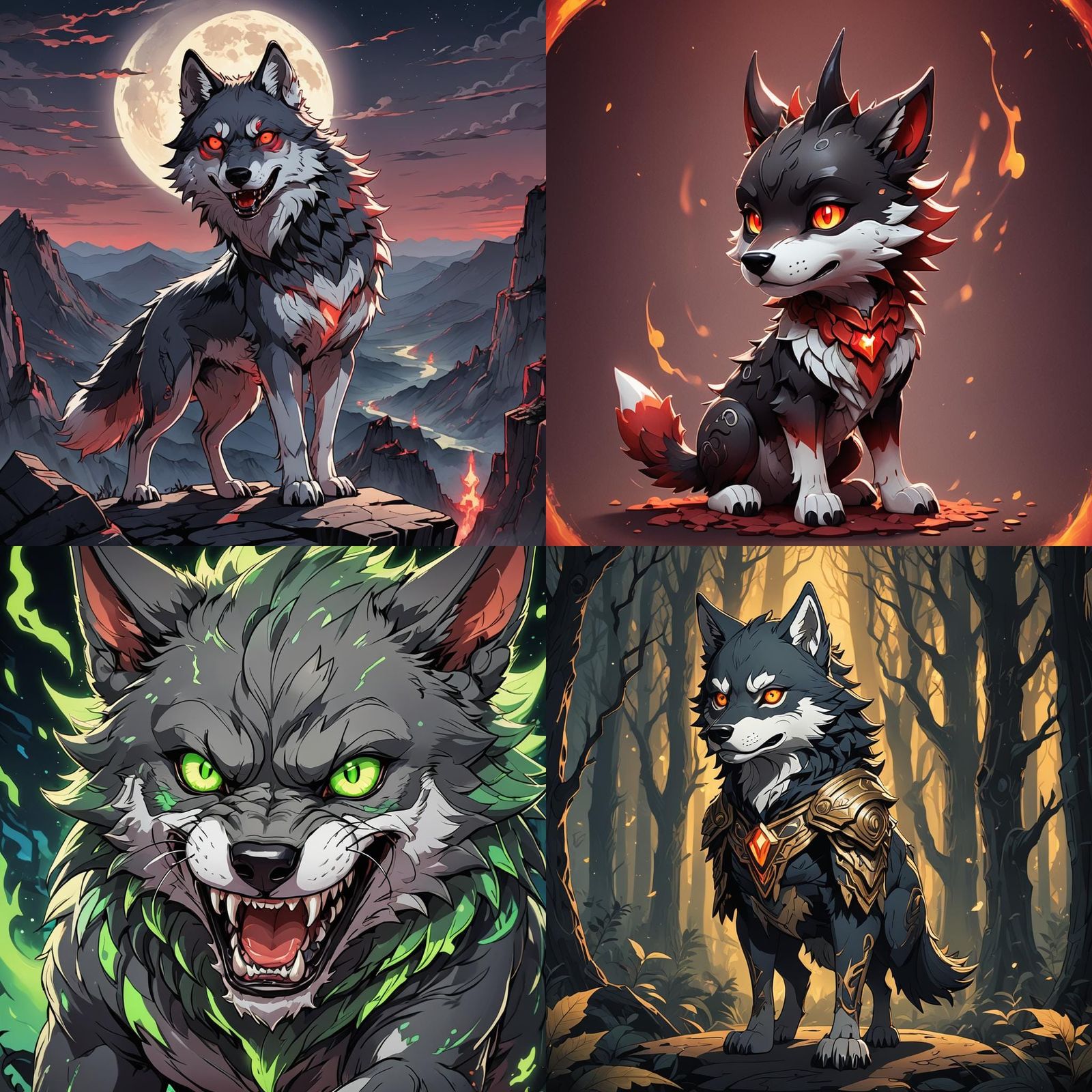 Chibi Demonic Wolf in Anime Manga Style