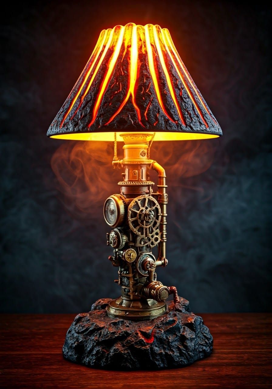 Steampunk Volcanic Lamp in Quentin Tarantino Style