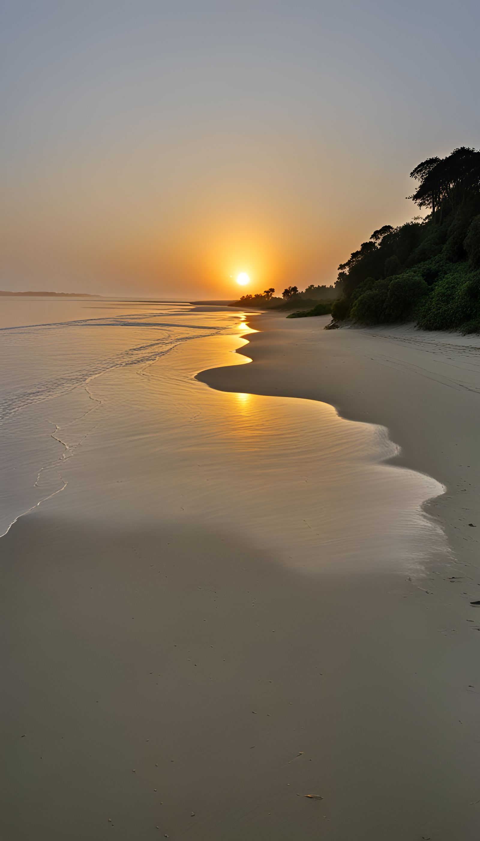 Drone View of Sunset Over Wild Beach