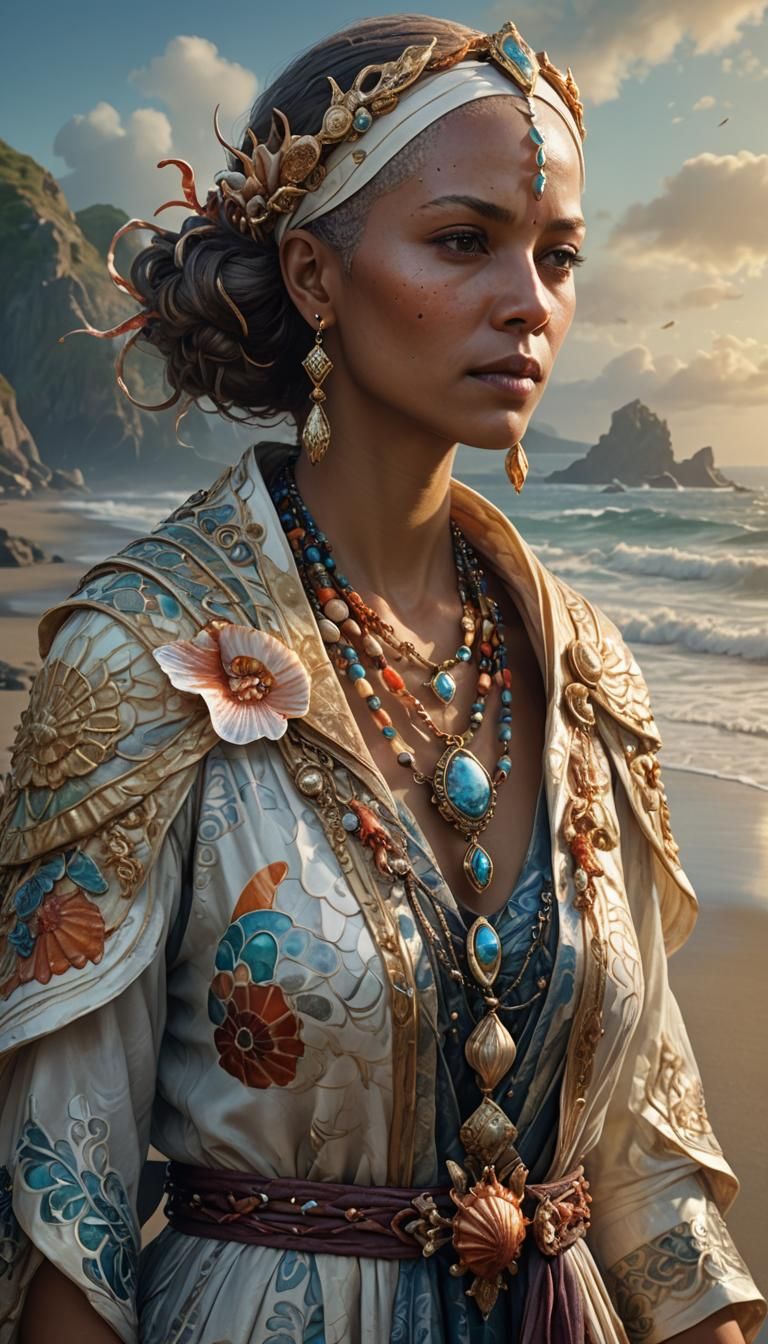 Cancer Zodiac Woman in Art Nouveau Style