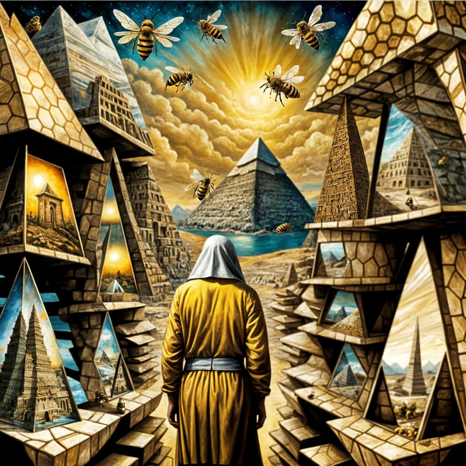 Surreal Honeycomb Windows in Egyptian Pyramids