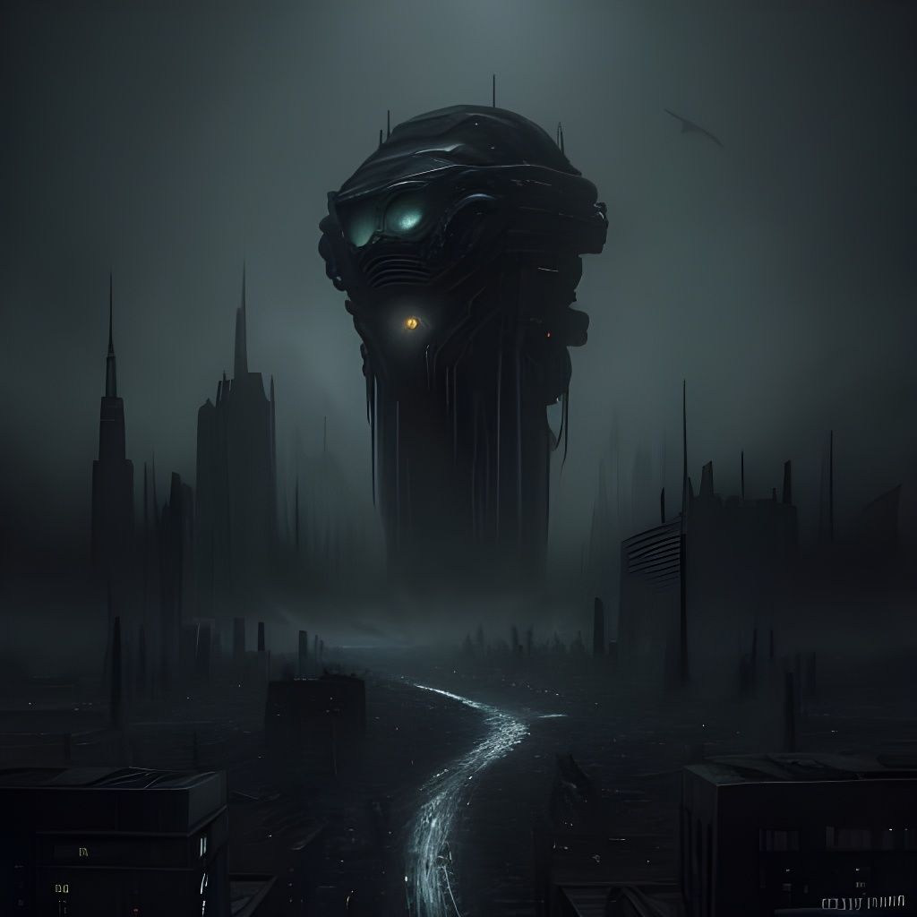 Dark Dystopian City in Geiger Style