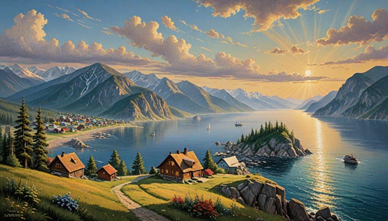 Lake Baikal Landscape Painting