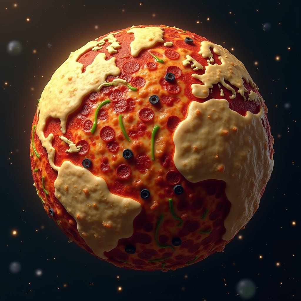 Pizza Planet Earth 3D Rendering