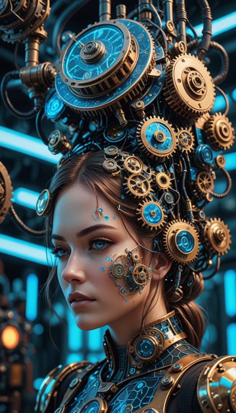 Steampunk Siren in Vibrant Dreamscapes