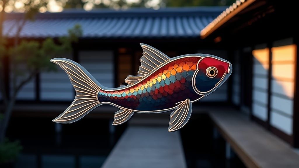 Koi Logo in Traditional Japanese Garden Aesthetic
