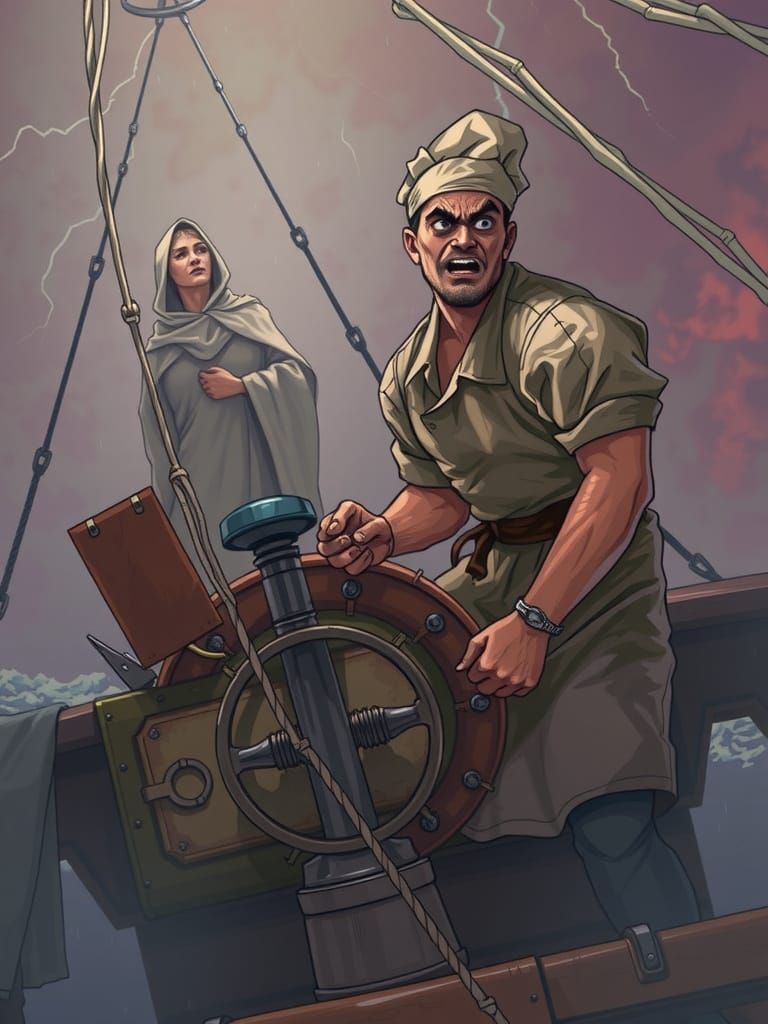 Cook's Shocked Encounter in the Captain's Cabin Amidst a Tur...