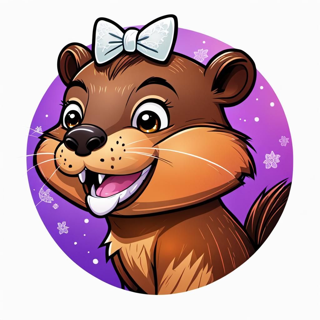 Glamorous Cartoon Beaver Portrait in Anime Style
