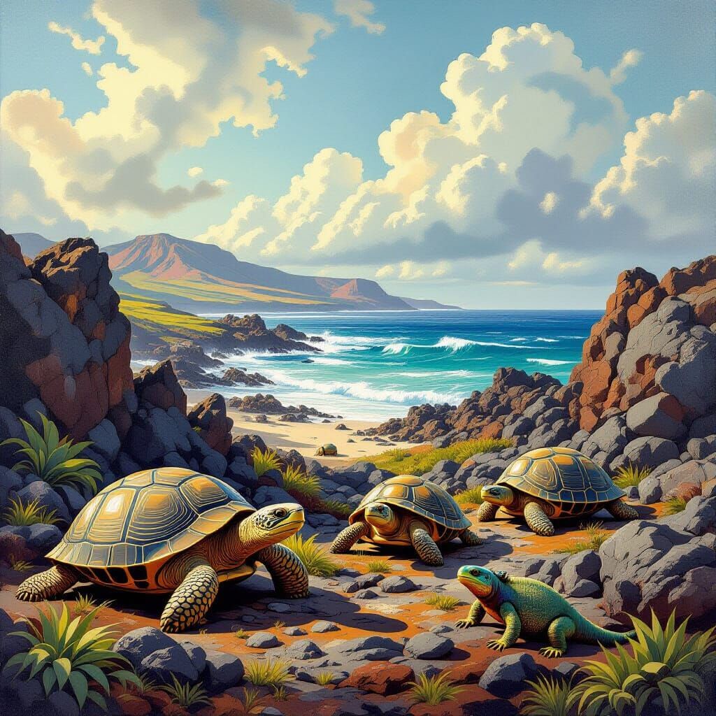 Galapagos Islands Landscape in Romantic Style