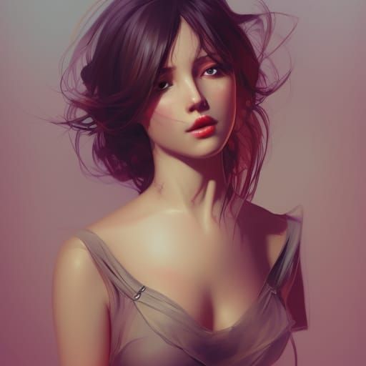 Fashionable Hourglass Figure in Hyperdetailed Digital Portra...