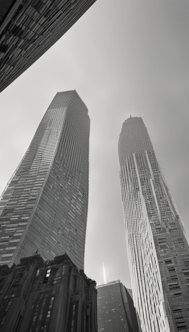 New York City Twin Towers Upward View