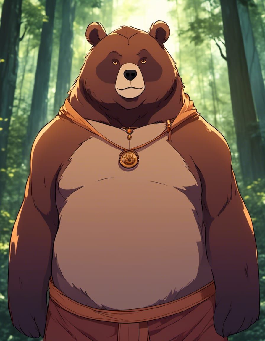 Anime Air Bender Bear Avatar Portrait