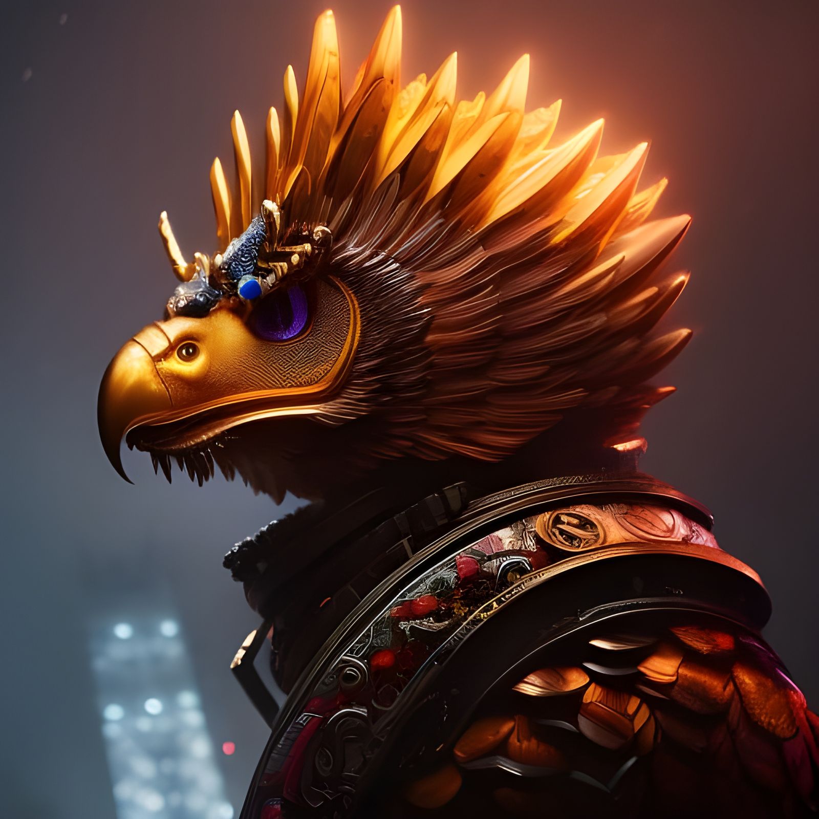 Cyberpunk Mechanical Owl Digital Art