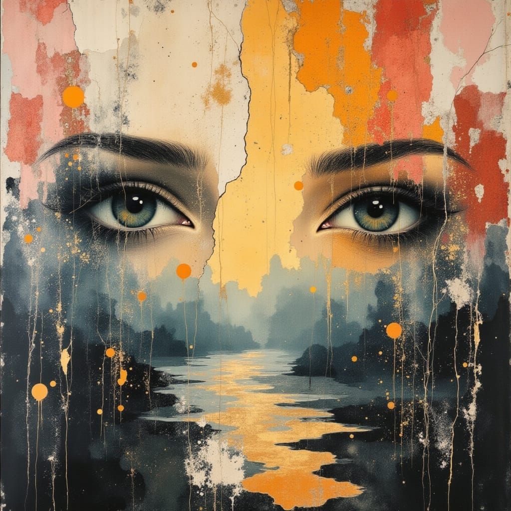 Surreal Swamp Landscape with Eye-Shaped Pools