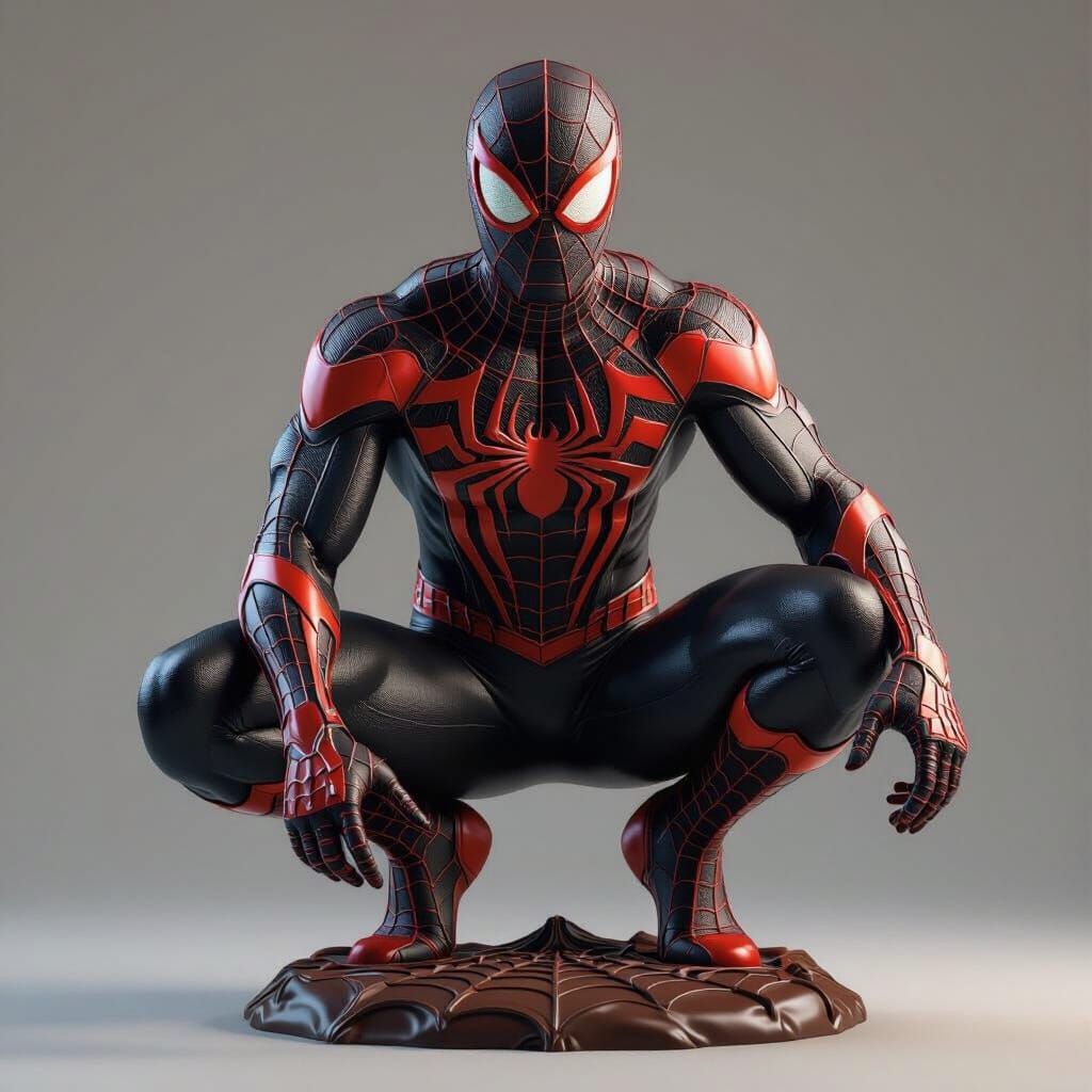 Hyperrealistic Chocolate Spider-Man Statue