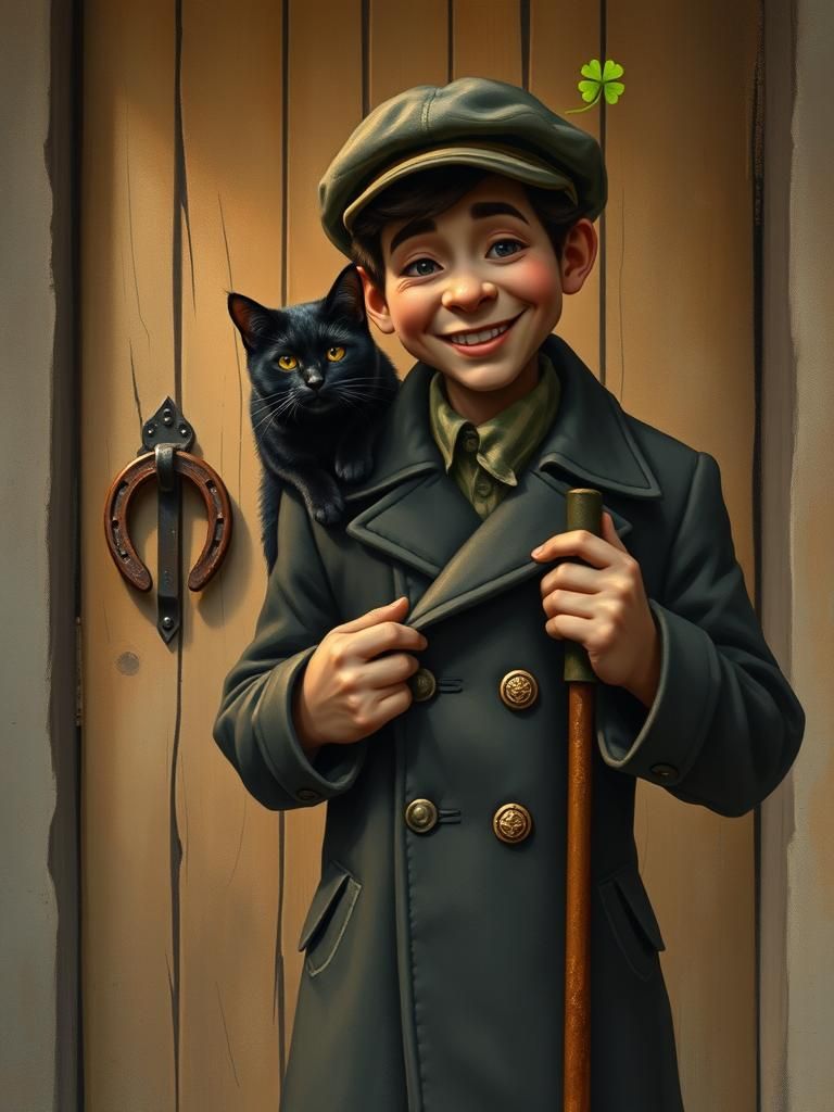 Lucky Chimney Sweep with Black Cat
