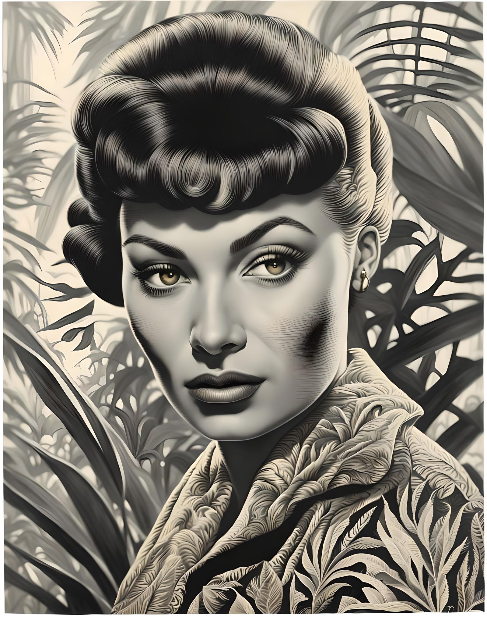 Hollywood Glamour in Duotone Jungle Backdrop
