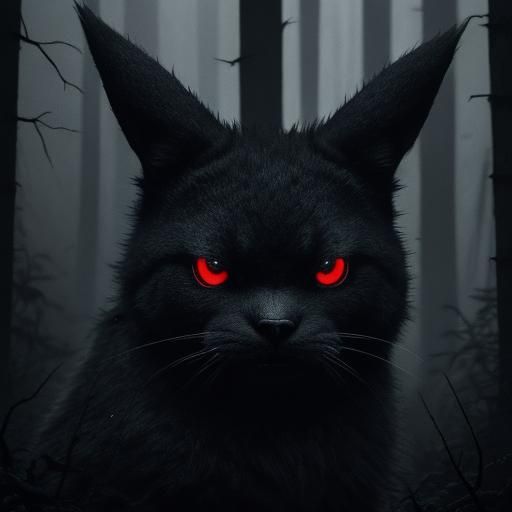 Realistic Scary Pikachu Portrait in Dark Forest