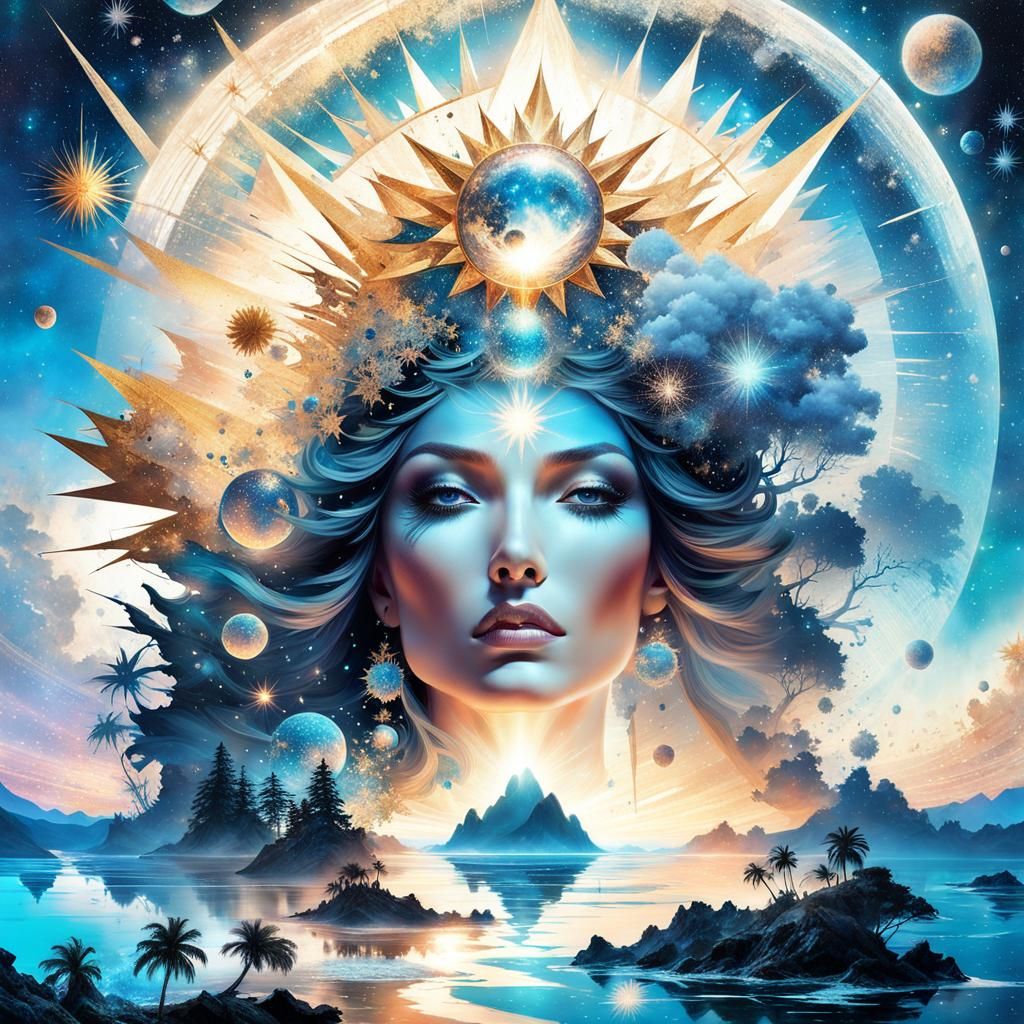 Magical Dawn of Time Beach: Surreal Collage Art