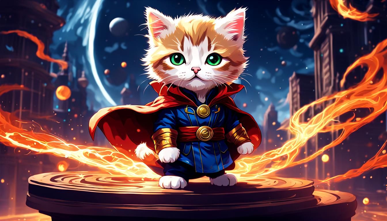 Doctor Strange Kitten in Anime Style