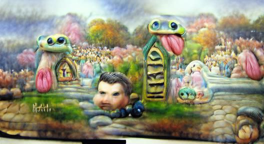 Detailed Whimsical Scene in Watercolor Style