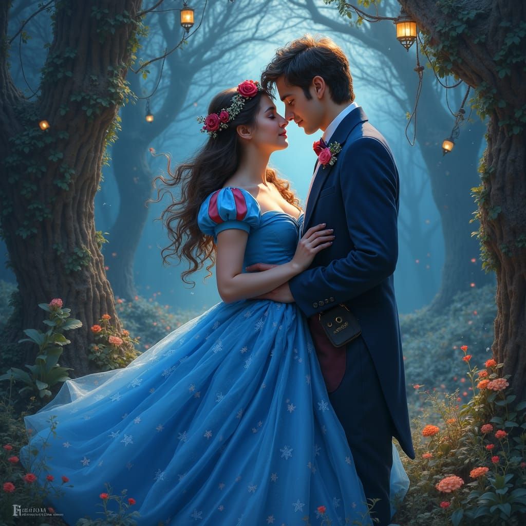 Snow White Princess in Whimsical Fairy Tale Setting