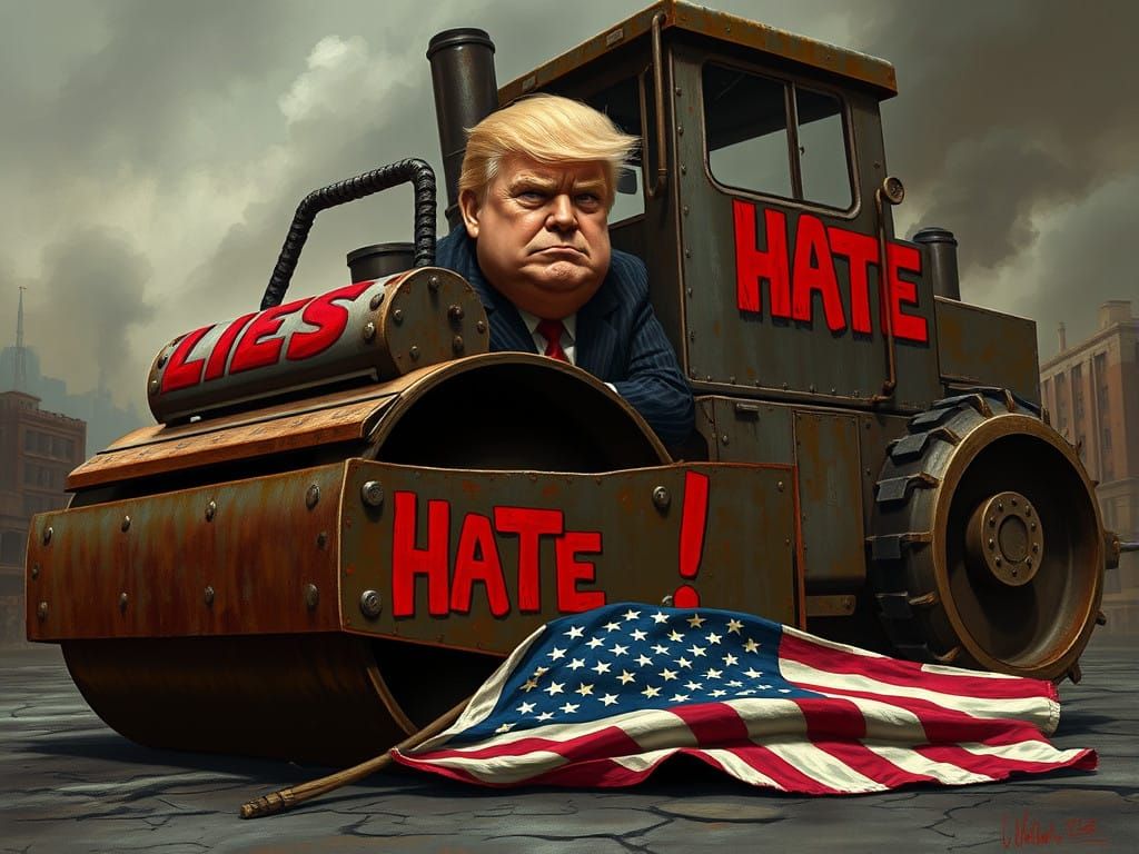 Surreal Dystopian Realm Destroyed by a Colossal Steam Roller...