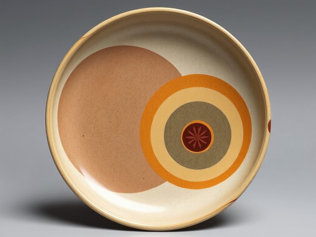 Earthy Ceramic Plate with Asymmetrical Circles