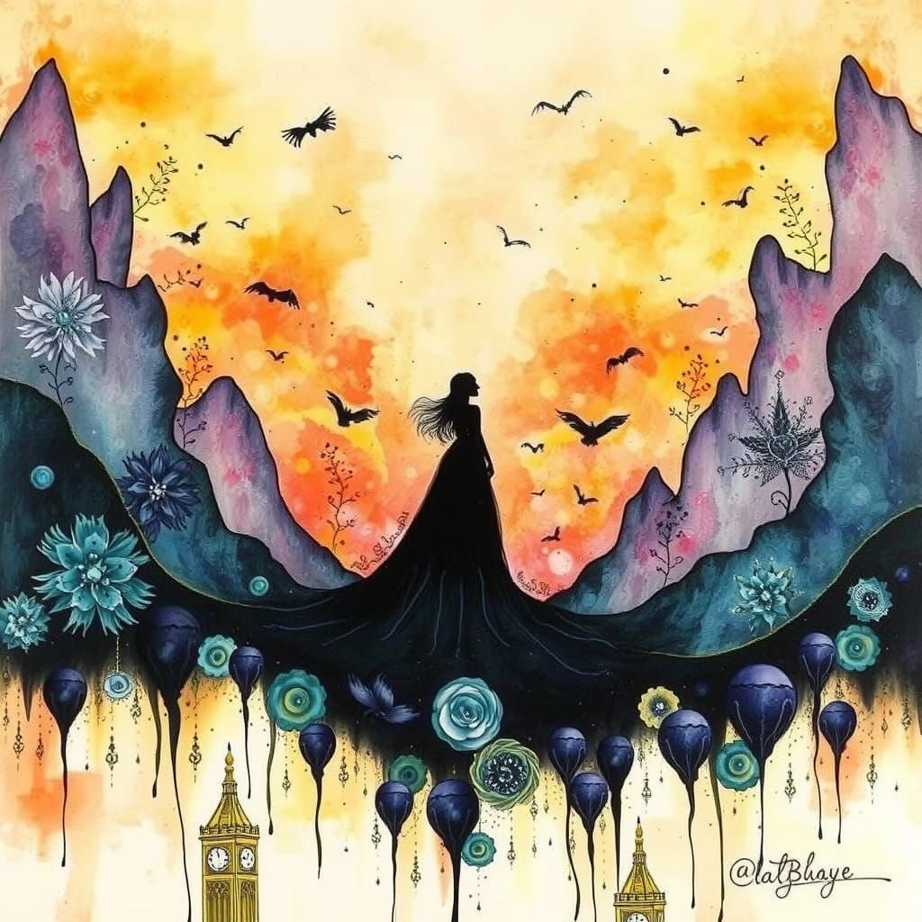 Ethereal Alcohol Ink Woman in Visionary Style