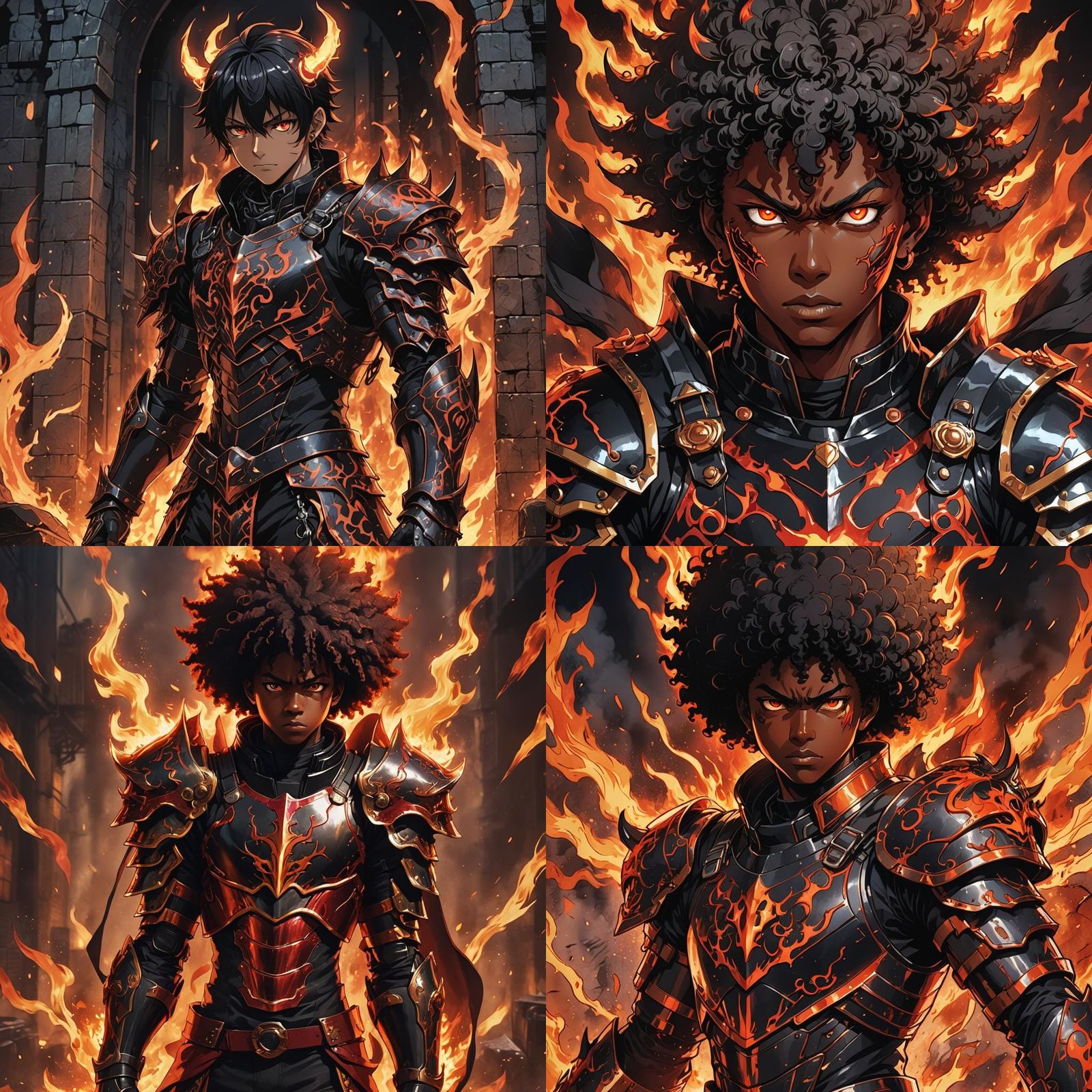 Demonic Teen in Hellfire Armor: Cel-Shaded Anime Art