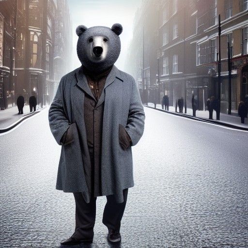 Sherlock Holmes Bear in London: Photorealistic Image