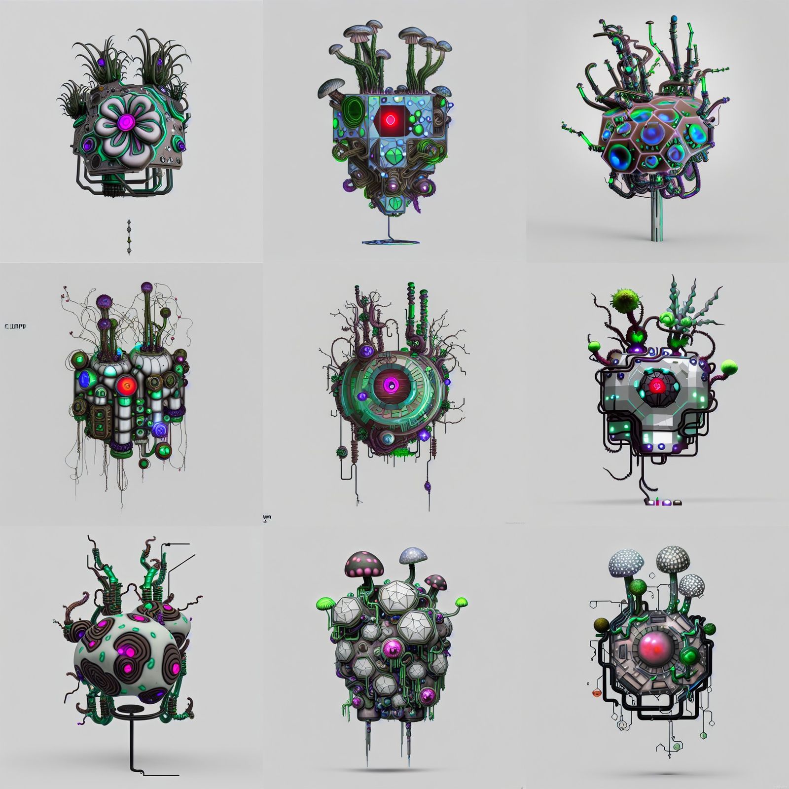 Eldritch Biopunk Cyber Plant in Geometric Style