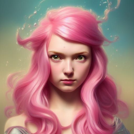 Bubblegum Princess Portrait in Art Nouveau Style