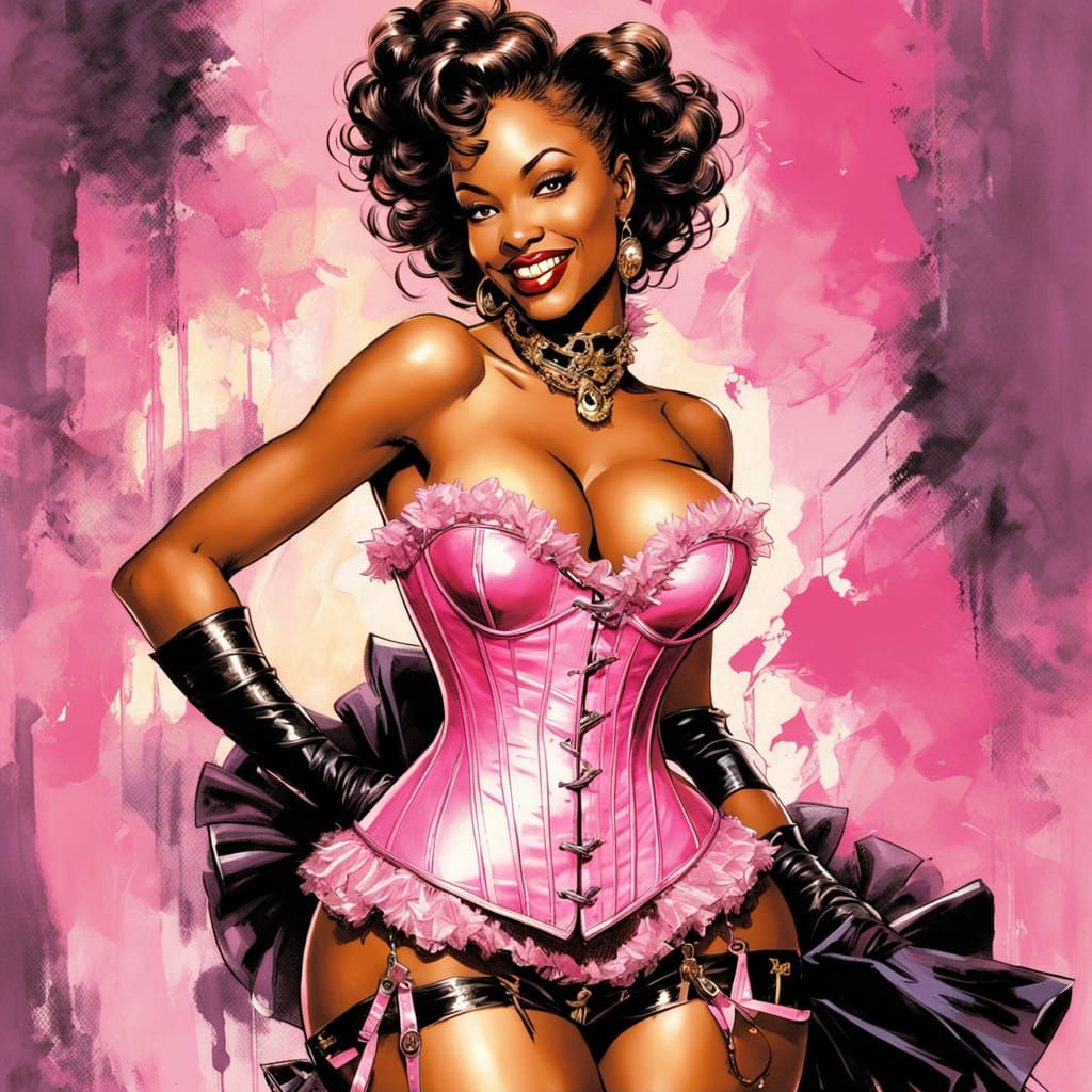 Smiling Pin-up Woman in Comic Book Style
