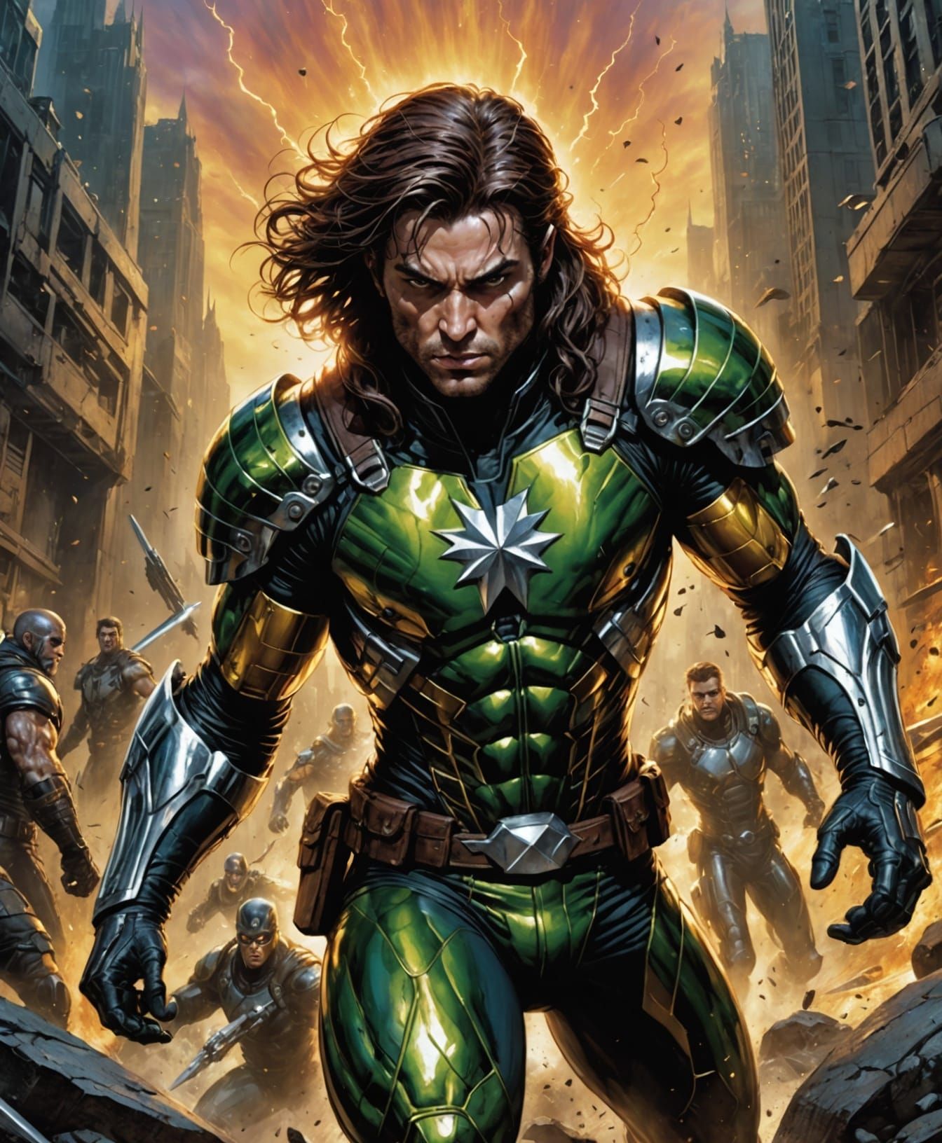 Rebellious Mutant Rogue in Cosmic Sci-Fi Landscape