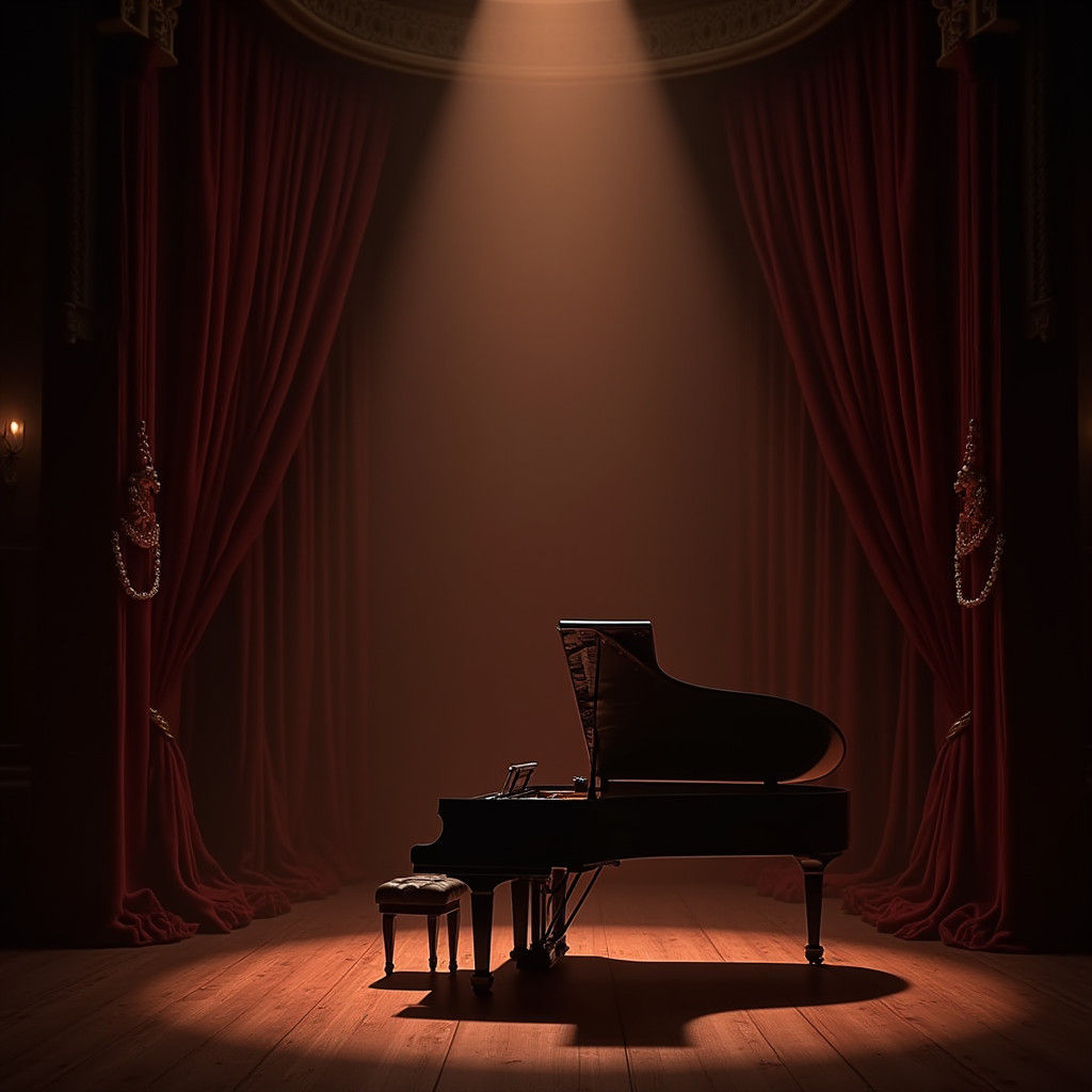 Mysterious Opera House Stage in Impressionist Lighting