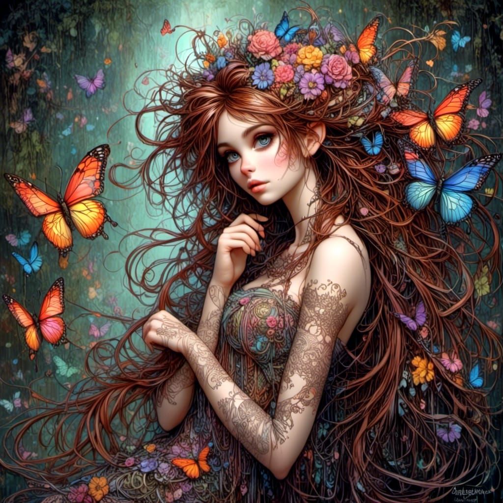 Beautiful Fairy in Surrealist Airbrush Illustration
