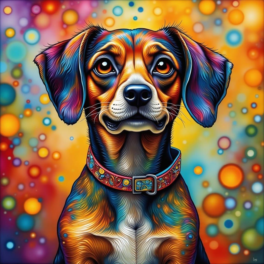 Dog Portrait in Abstract Expressionist Style