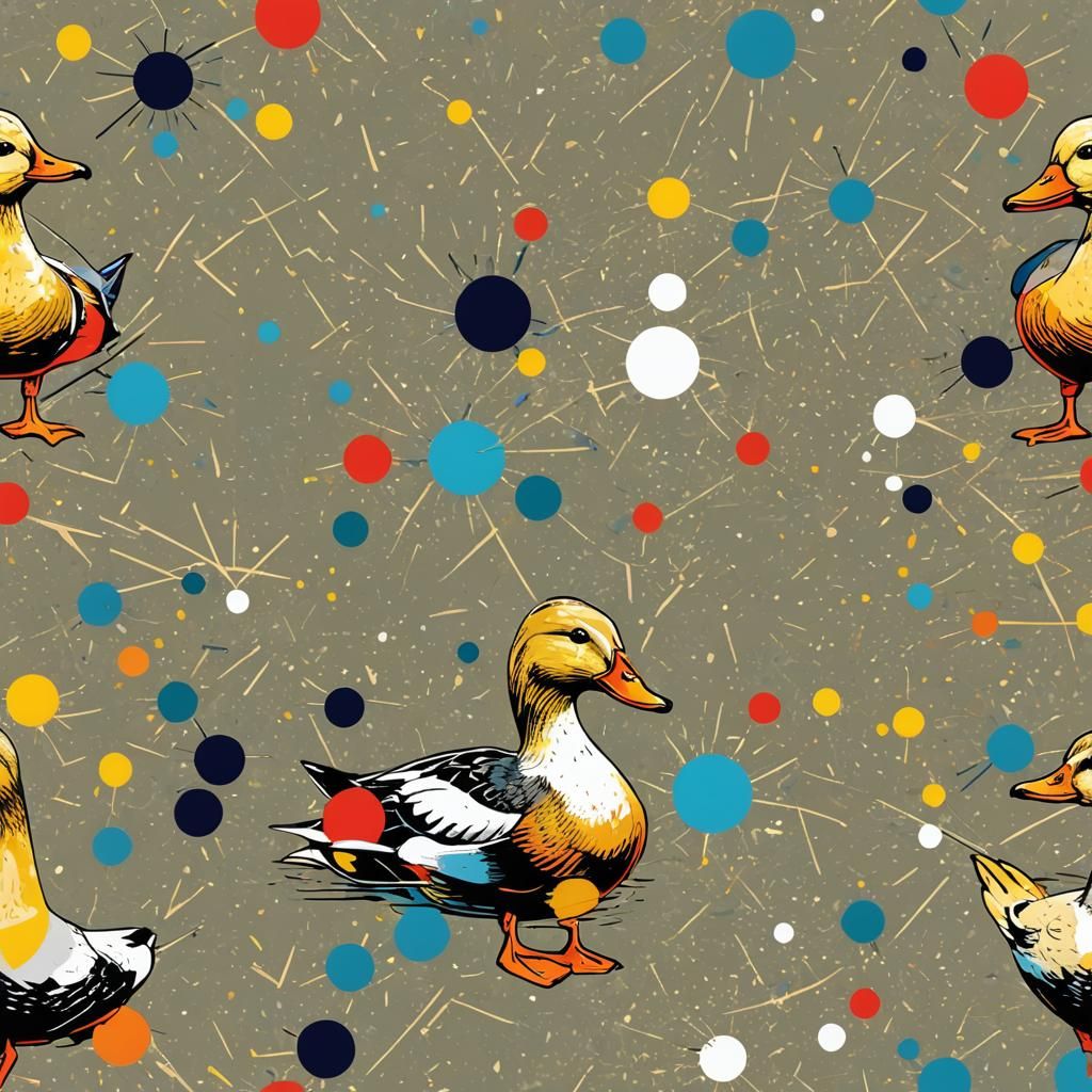 Pop Art Weather Duck in Digital Geometric Style