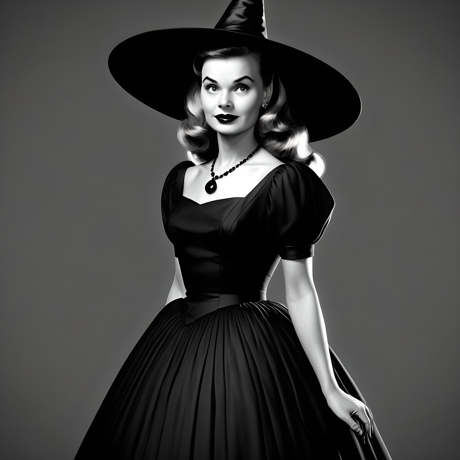 1950s Witch in Black and White