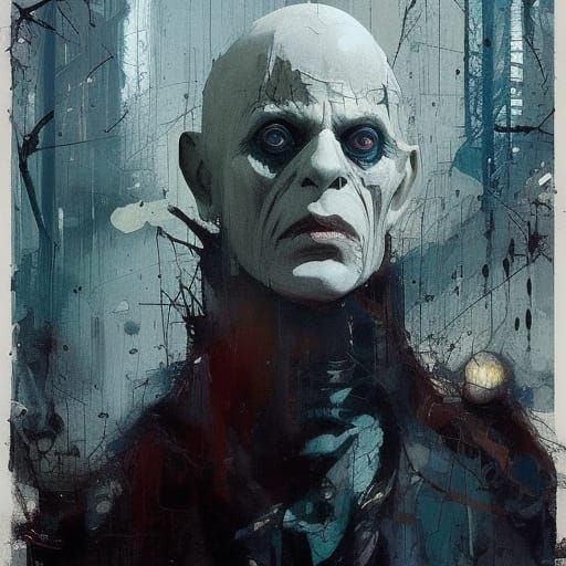 Klaus Kinski as Nosferatu: Detailed Digital Portrait