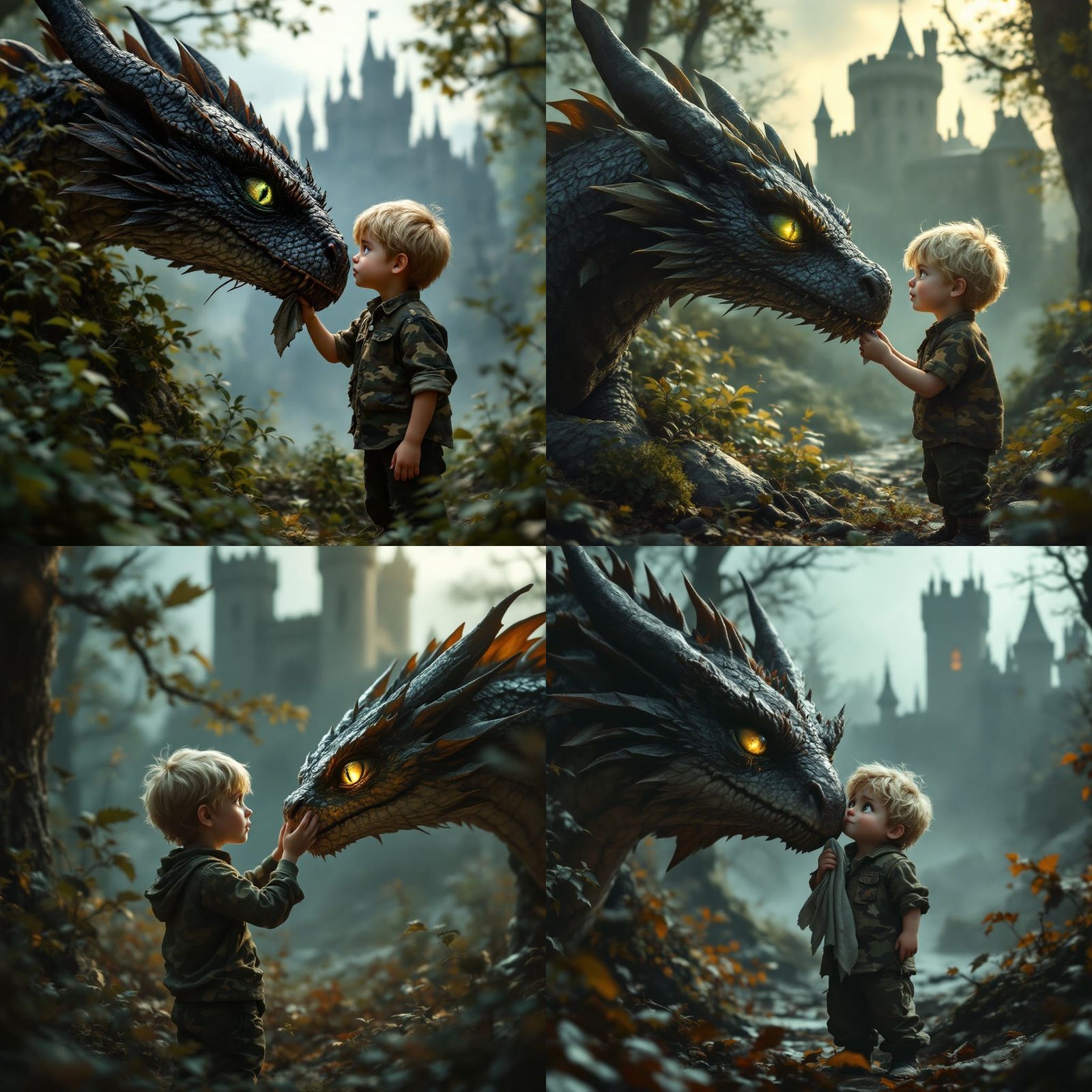 Photorealistic Dragon Boy Tears Away Golden Eye