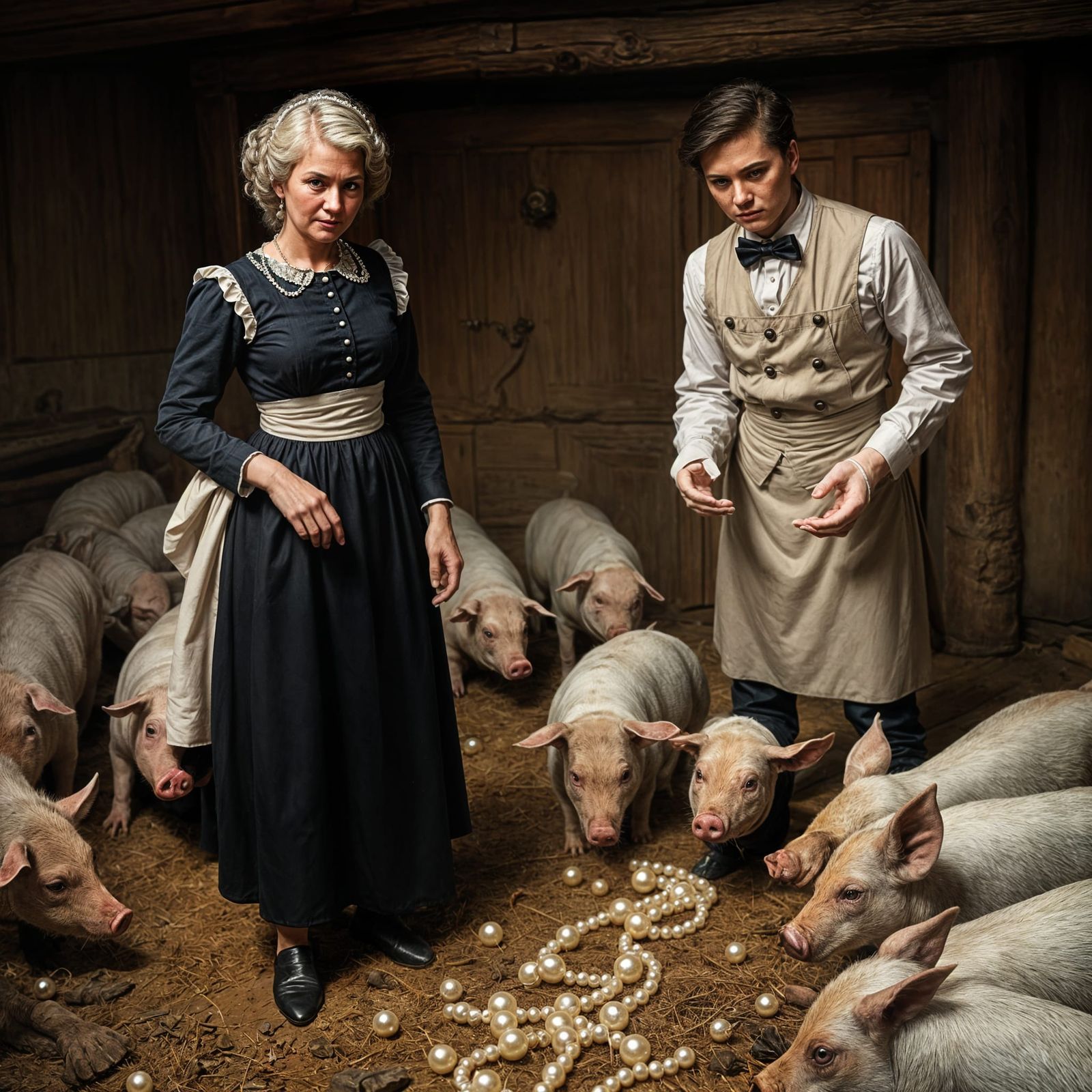 Dramatic Servant's Heist in a Regency-Style Setting