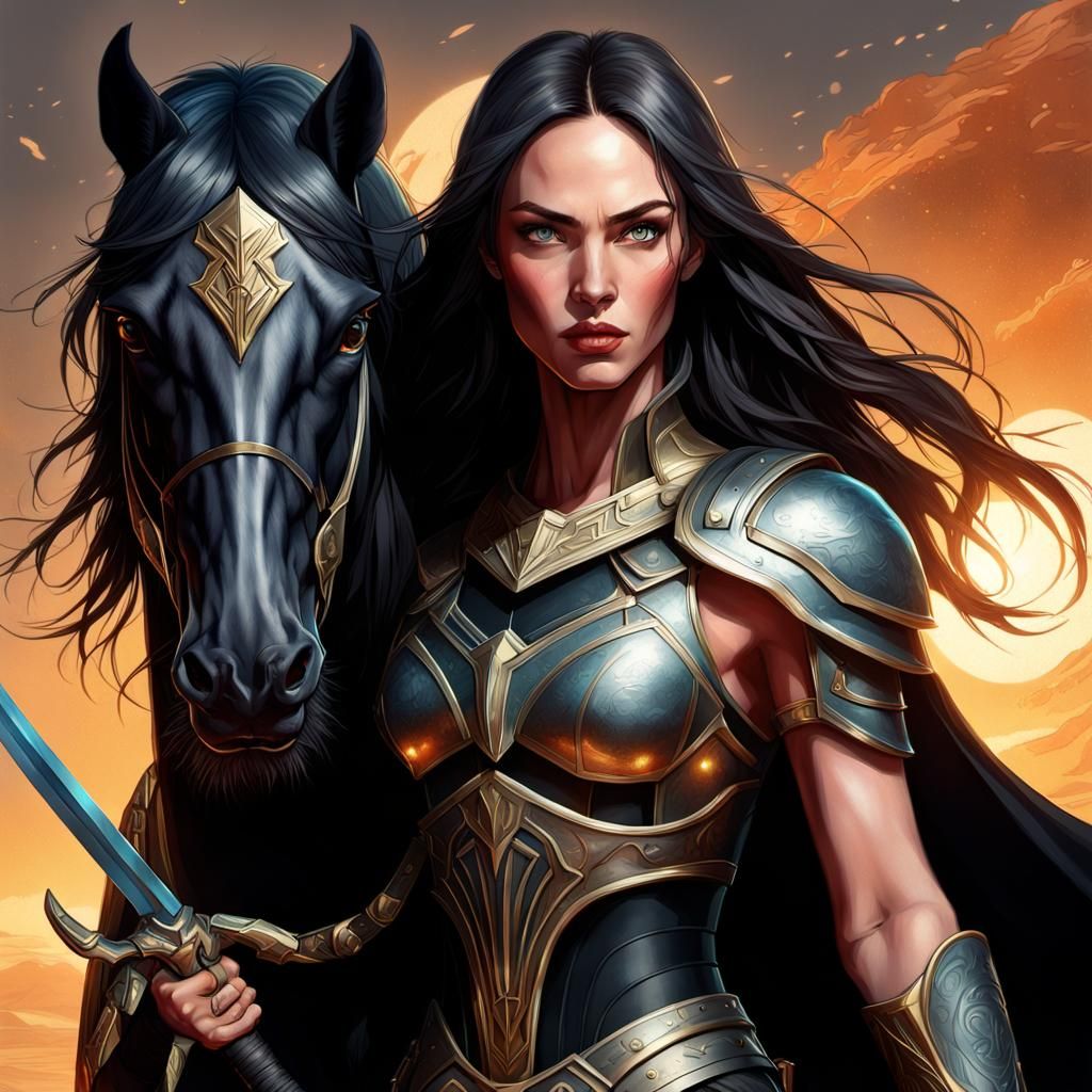 Achilles as Megan Fox: Mythological Warrior Portrait