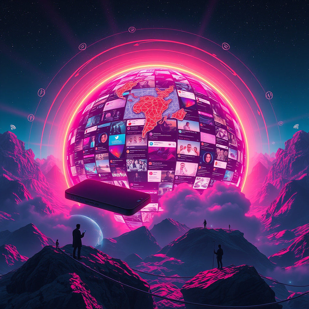 Giant Smartphone Engulfs World in Surreal Digital Art