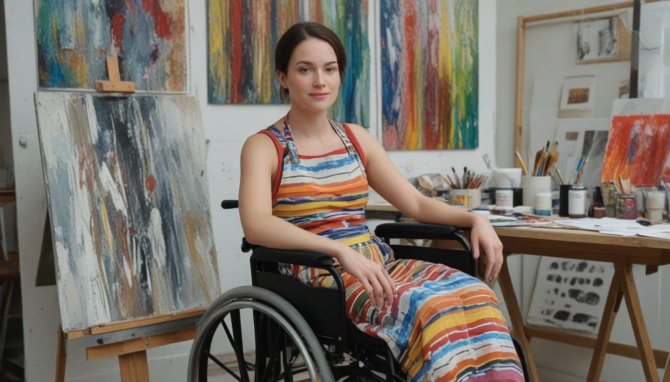 Energetic Young Artist Creates Masterpiece in Vibrant Studio