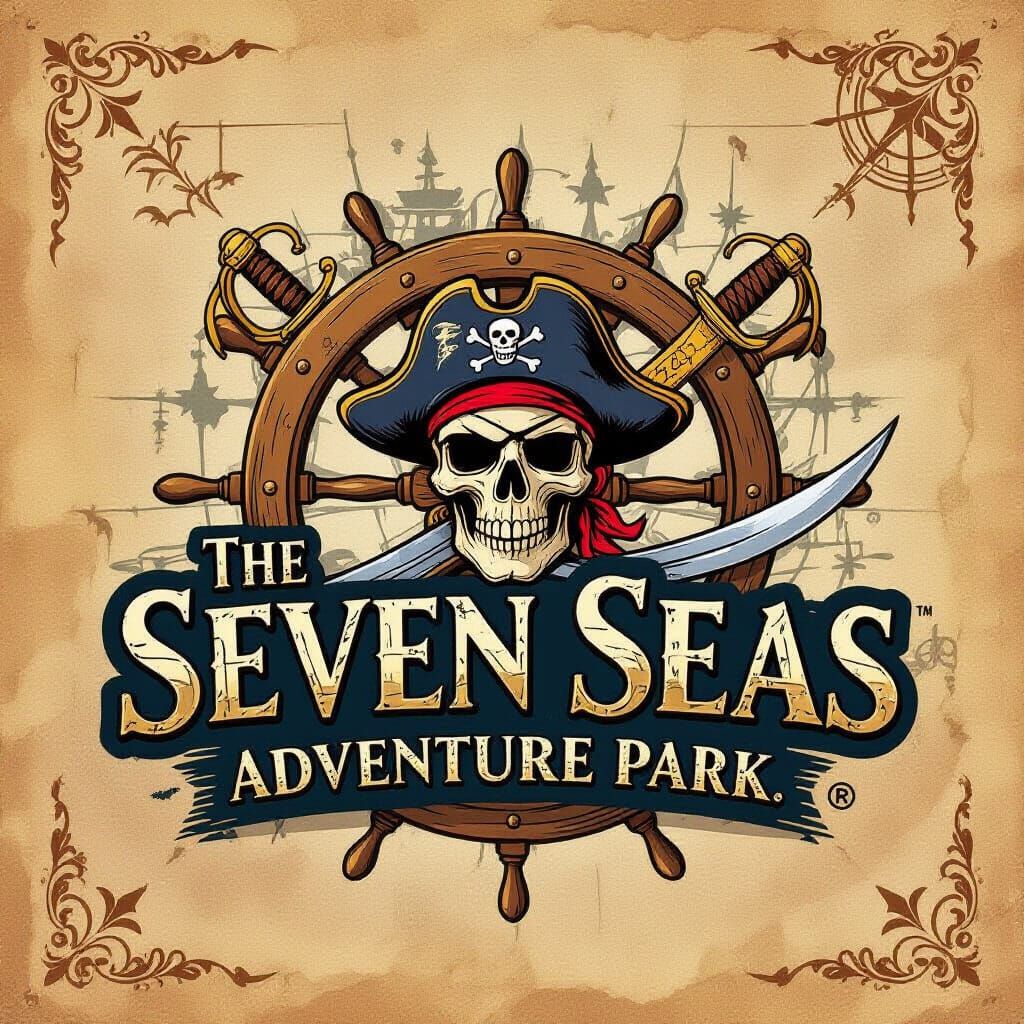 Pirate Theme Logo for Seven Seas Adventure Park