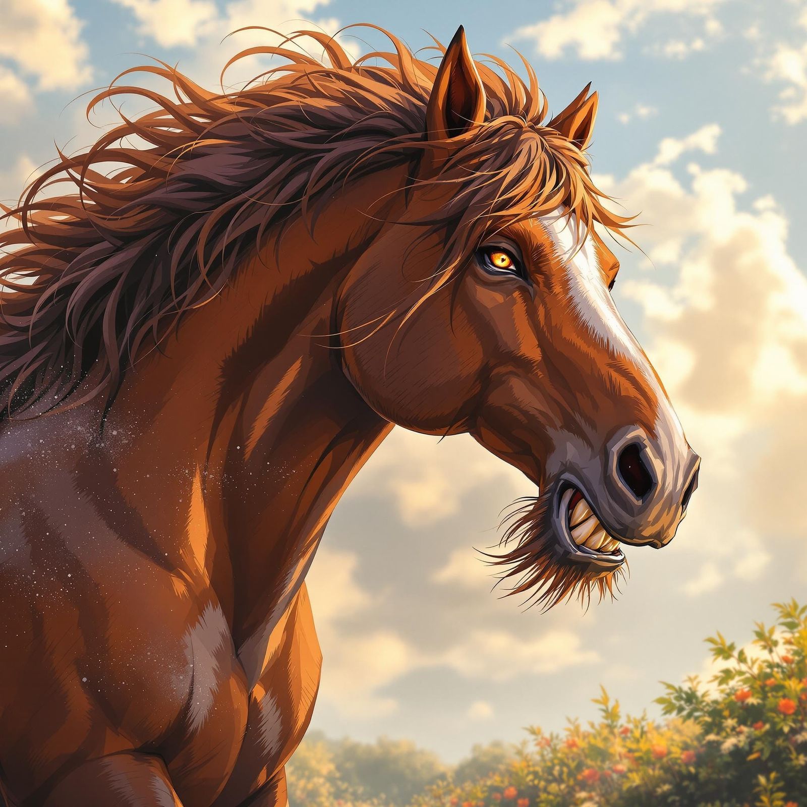 Majestic Demon Steed in Golden Light